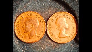 1951 and 1953 Canadian Penny Design Change From Edward VI to Elizabeth II [upl. by Anailli929]