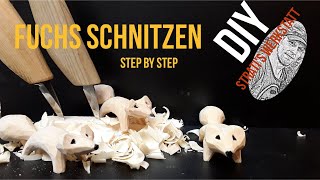 Fuchs schnitzen Fox Carving schnitzen für Anfänger Step by Step [upl. by Odlanyar15]