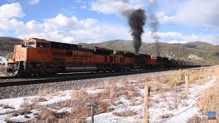 3 EMD SD70ACEs up front restart 12000 ton train on a 2 Grade Moffat Tunnel Subdivision Colorado [upl. by Marden779]