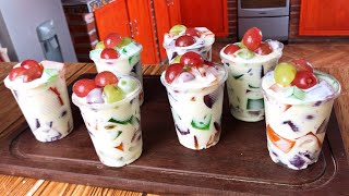 Postre navideño con 4 ingredientes GELATINA CON CREMA ensalada frutal de gelatina [upl. by Rosemare]