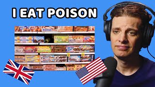 American Reacts to UK vs USA Food [upl. by Eillak836]