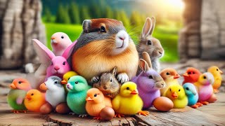 Catch cute chickens colorful chickens rainbow chickens rabbits cute cats ducks guinea pigs [upl. by Yadsendew]