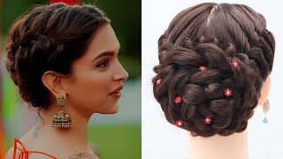 simple low bun hairstyle for saree  hairstyle for ladies  french braided hairstyle [upl. by Joshi]