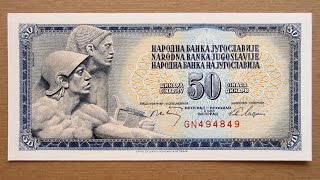 50 Yugoslavian Dinars Banknote Fifty Dinars Yugoslavia 1968 Obverse amp Reverse [upl. by Rothwell448]