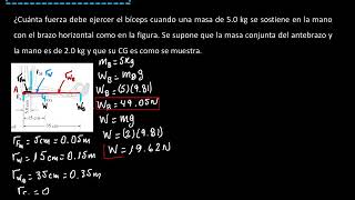 ¿Cuánta fuerza debe ejercer el bíceps cuando una masa de 50kg se sostiene en la mano con el brazo [upl. by Joachim516]