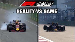 F1 2018 REAL LIFE CRASHES VS GAME [upl. by Nahraf]