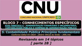 Contabilidade Pública Princípios fundamentais  CNU  Bloco 7  Eixo Temático 4 [upl. by Akienat]