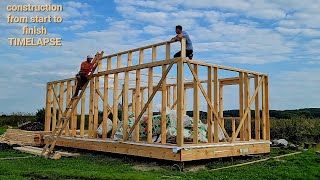 Wooden frame house frame construction from start to finish TIMELAPSE [upl. by Losiram]