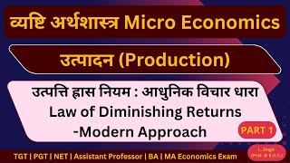 उत्पत्ति ह्रास नियम  आधुनिक विचार धारा PART 1  Law of Diminishing Returns Modern Approach [upl. by Iruj390]