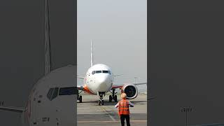 Aeroplane landing ✈️ Aircraft Marshalling airindia indigo flight trending trendingshorts [upl. by Nolyat]