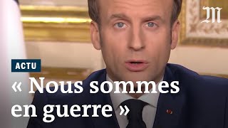 « Nous sommes en guerre »  le discours de Macron face au coronavirus extraits [upl. by Ivets13]