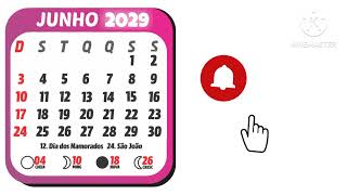 Calendário 2029 Completo Com Feriados Nacional [upl. by Nyram]