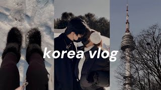 winter in seoul korea  december ❅ first snow  aesthetic couple vlog part I [upl. by Gnoy]