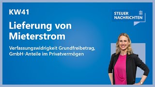 Mieterstrom Verfassungswidrigkeit Grundfreibetrag GmbHAnteile  Steuernachrichten Update 4124 [upl. by Nwahsak628]