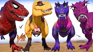 SpiderMan Big King Shark amp Indoraptor vs Spinosaurus TREX Dinosaurs Fight Jurassic World Evolution [upl. by Etnovert]