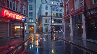 London Rain Walk in DESERTED West End Soho amp Marylebone Streets  Saturday Morning City Ambience [upl. by Joshua413]