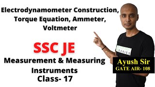 Electrodynamometer Construction Torque Equation Ammeter Voltmeter in Hindi SSC JE Class 17 [upl. by Letsirhc]