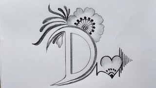 How to make D letter tattoo drawing with pencil  Simple drawing of D letter 💚 [upl. by Sterner837]