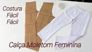 COMO FAZER CALÇA MOLETOM FEMININA ELÁSTICO E NERVURAS [upl. by Georgiana]