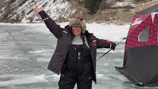 Ghost Lake Reservoir Ice Fishing with Underwater Camera Marcum AB [upl. by Eelarat]