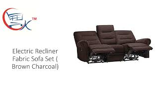 Modern 3 Seater Sofa  Electric Recliner Fabric Sofa Set  Brown Charcoal [upl. by Darrell]