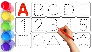 ABCD Alphabet Educational Dotted TracingABC123Shapes Learn to count one two three1 to 100 [upl. by Zebedee]