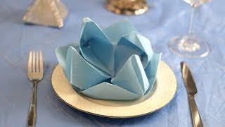 Water Lily Flower napkin folding instruction Table decoration [upl. by Ertemed]