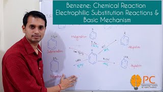 Benzene Part 6 Chemical Reactions  Electrophilic Substitution Reactions and Basic Mechanism [upl. by Ailito]