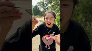 Chili sauce 🌶️ and fresh cream 🍦🤢🤮 funny funny video funny lollipop lollipop candy love food [upl. by Oinesra]