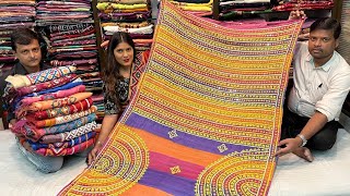 Pure Tussar Hand Gujarati Work Saree Manufacturer amp Wholesaler in Kolkata Park Street [upl. by Burbank824]