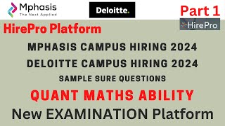 HIREPRO PLATFORM  DELOITTE  MPHASIS HIRING 20232024  Sample Sure Questions  NUMERICAL ABILITY [upl. by Spense]