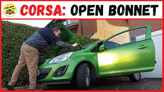 How To Open the Bonnet On Vauxhall Corsa D Opel Corsa D [upl. by Eelirem]