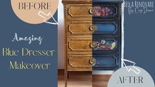 Amazing Blue Dresser Makeover Using Mineral Chalk Paint [upl. by Elyad]