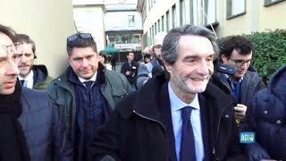 Regionali Lombardia le prime parole di Fontana «Molto contento grazie ai lombardi» [upl. by Scherman]