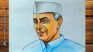 jawaharlal nehru drawing with color pencil [upl. by Elreath]