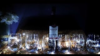 DIY Holiday Gift Etched Glass Vinyl on Wine Glasses  Craftables [upl. by Burlie]