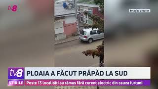 Ploaia a făcut prăpăd la sud Peste 13 localități au rămas fără curent electric din cauza furtunii [upl. by Yhprum]