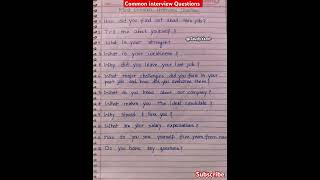 Common interview Questions l interview Questions and answers l interview Questions [upl. by Rossi155]