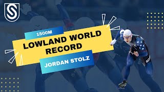 Jordan Stolz Sets New Lowland World Record and Track Record in the 1500m [upl. by Ellertal]