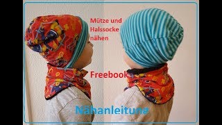 Nähanleitung Beanie Wendemütze und Halssocke Schal wie nähe ich eine Mütze einen Schal [upl. by Moazami]