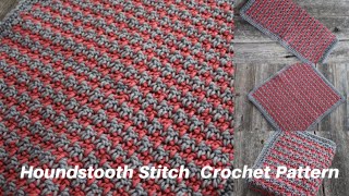 Learn the Houndstooth Stitch Crochet Pattern Left Handed Tutorial Dishcloth Blanket Easy Stitch [upl. by Atiuqaj653]