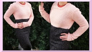 Pullover stricken einfach für Anfänger Anleitung Frühling [upl. by Eintroc]