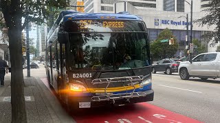 Translink 2023 New Flyer XDE60 B24001 on the 257 Vancouver Express [upl. by Oicatsana]