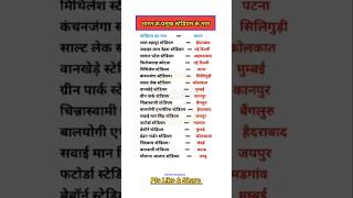 भारत के प्रमुख स्टेडियम के नाम stadium gk list study generalknowledge ytshort [upl. by Sacram191]