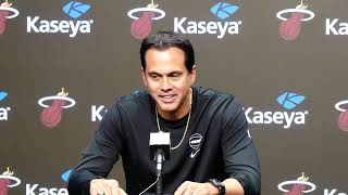 Erik Spoelstra Talks Miami Heat Opener Pat Riley Court What Riley Means To Him Magic Matchup [upl. by Ecydnarb]