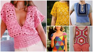 Gorgeous crochet pattern cotton yarn fancy toptunic toplong top designs [upl. by Nyrhtak]