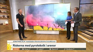 Så farligt är pyroteknik på idrottsarenor – ”Utsätter många för far…  Nyhetsmorgon  TV4 amp TV4 Play [upl. by Jaquenette]