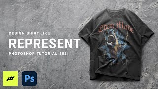 How To Design Shirts Like REPRESENT  Photoshop Streetwear Tutorial FREE DOWNLOAD 2021 [upl. by Sana785]