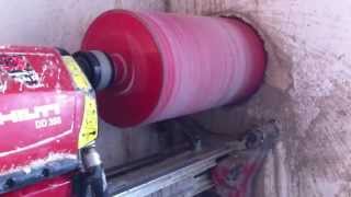 CORE DRILLING IN REINFORCED CONCRETE 200mm Kernbohrung 202mm Beton Hilti DD350 [upl. by Nelsen]