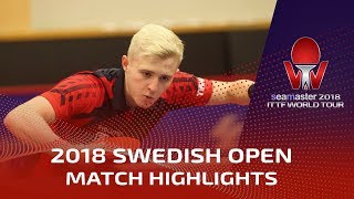 Truls Moregard vs Romain Ruiz  2018 ITTF Swedish Open Highlights U21 R16 [upl. by Loggia6]